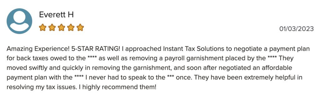 BBB review of Instant Tax Solutions, one of the best tax relief companies.