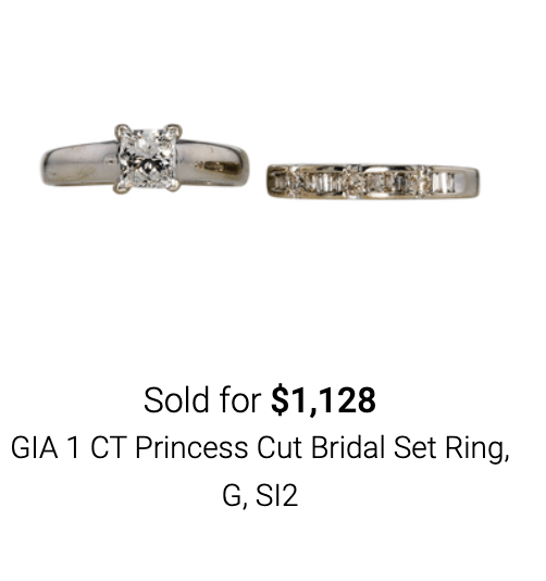 Diamond bridal set Diamond engagement ring sold at jewelry auction online.
