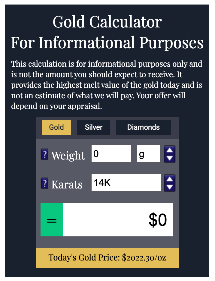 CashforGoldUSA informational gold calculator