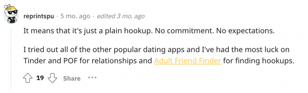 Reddit discussion on what something casual means in casual dating.