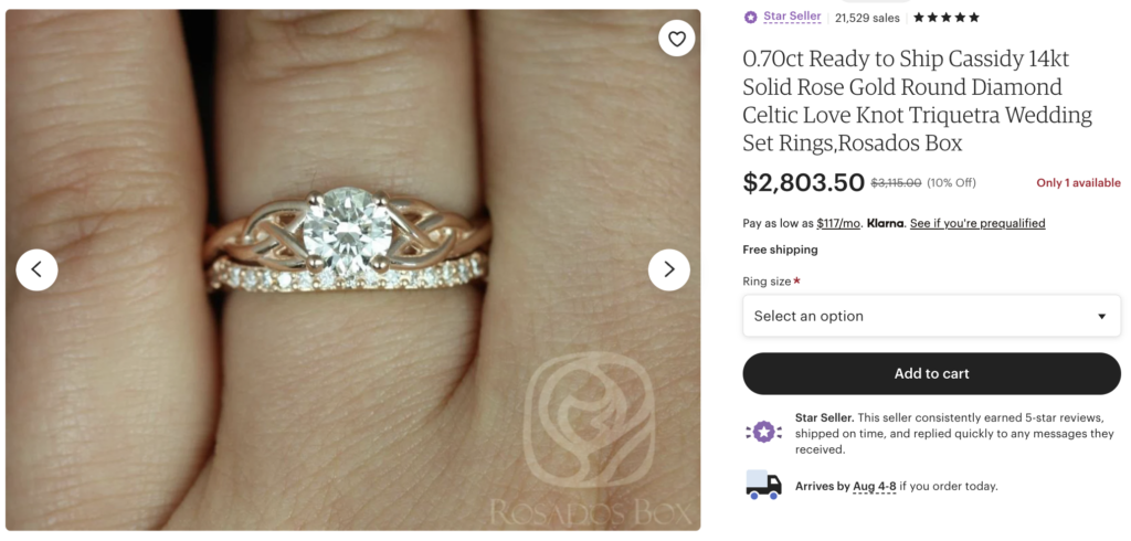 Celtic unique engagement ring on Etsy.