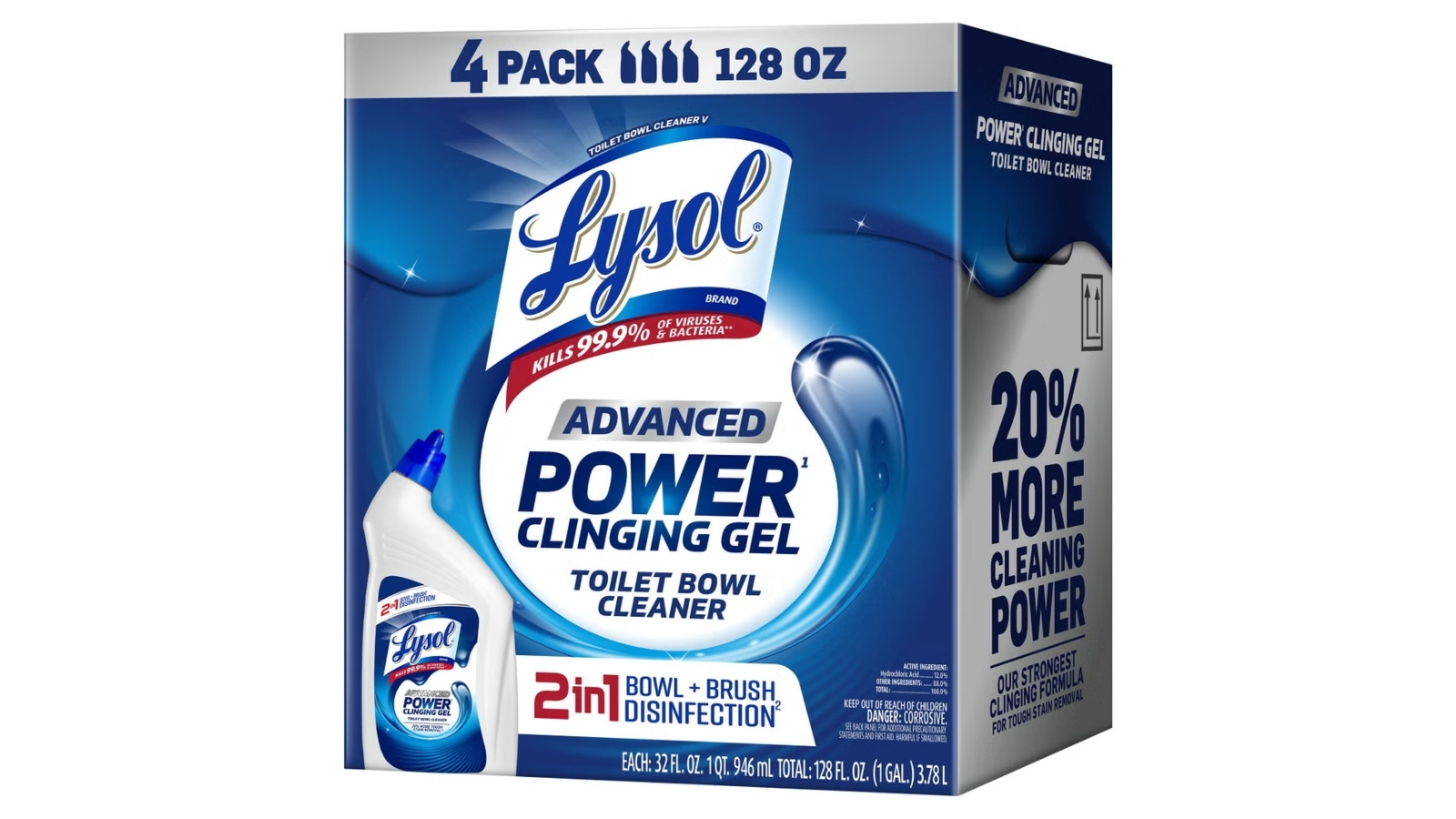Blue Lysol Advanced Power clinging gel toilet-bowl cleaner four-pack