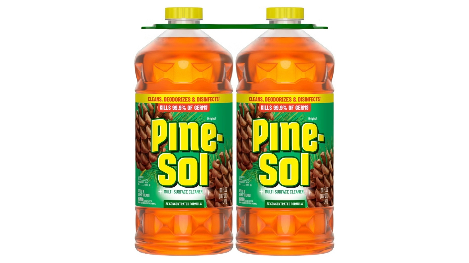 Two bottles of original Pine-Sol multi-surface cleaner with green labels