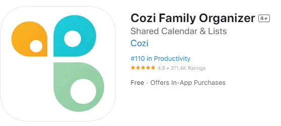 Cozi App Apple app store review.