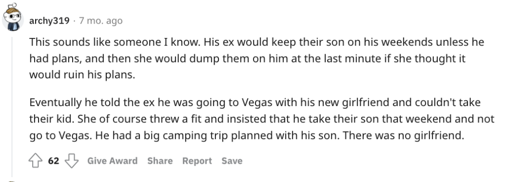 Comment on Reddit about dating a single parent.