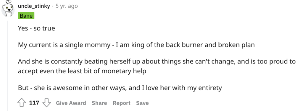 Reddit post about the challenges of dating a single mom.