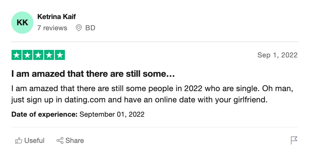 Fake Dating.com review published on Trustpilot.