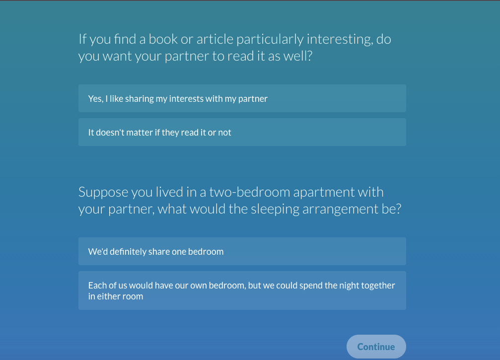 Compatibility quiz on eharmony review about reading books.