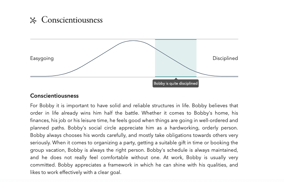 Elite singles review example match based on conscientiousness.