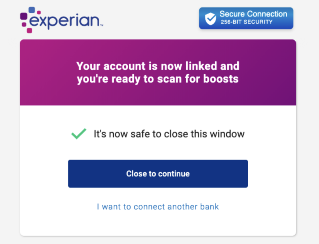 Experian Boost reviews section on scanning for boosts. 