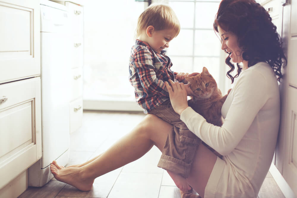 Single mom and son enjoy their home.