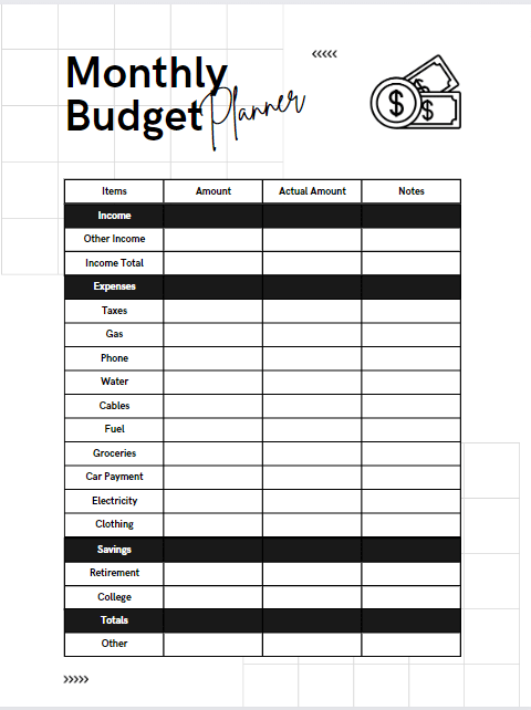 Free printable budgets from Canva.