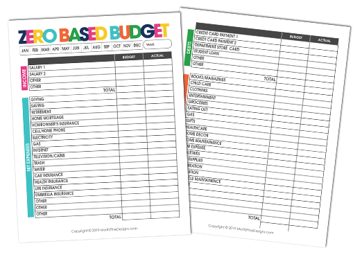 Free printable budgets from Moritz Fine Designs.
