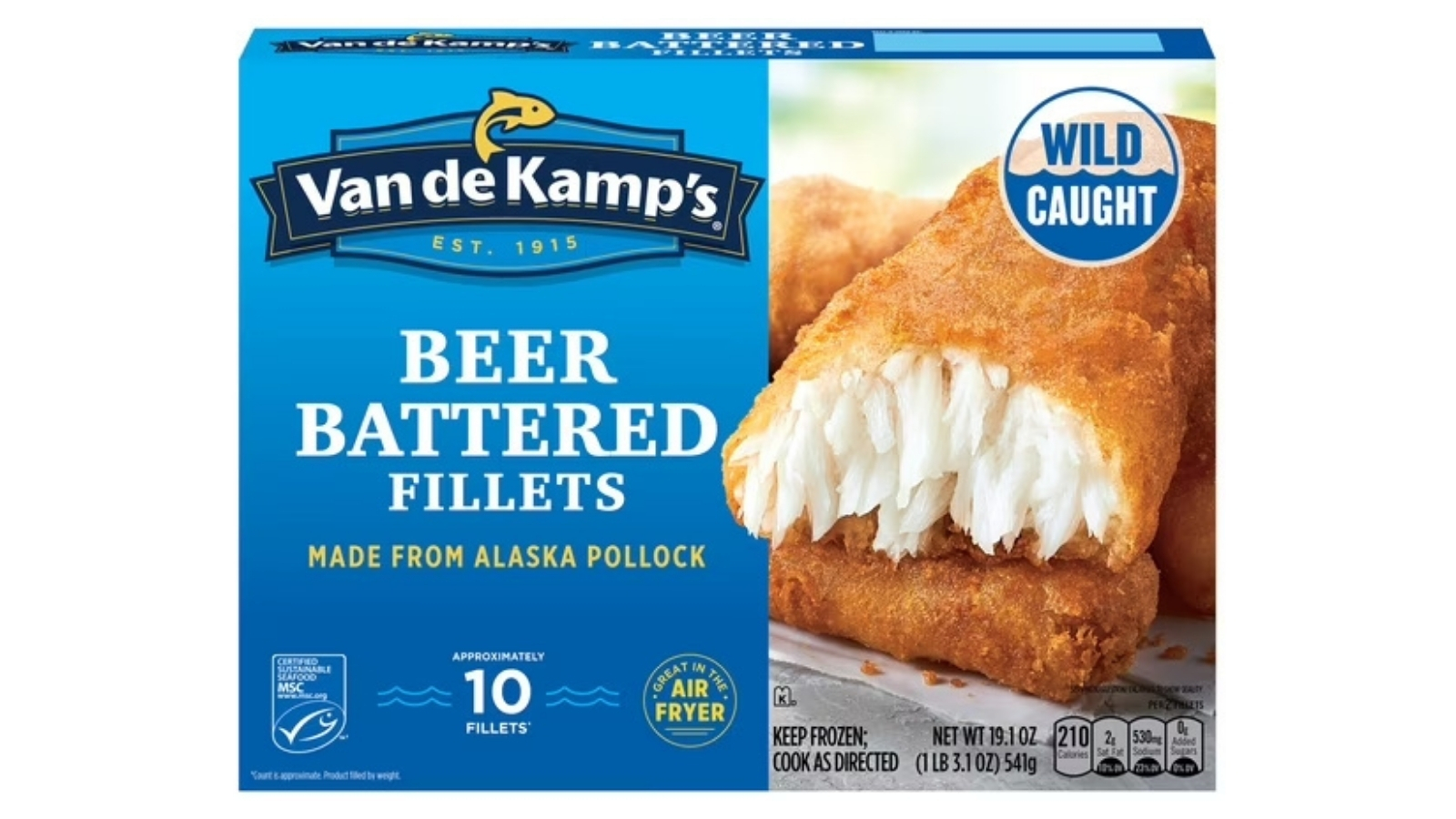 Van de Kamp’s beer battered fish fillets ten-count box