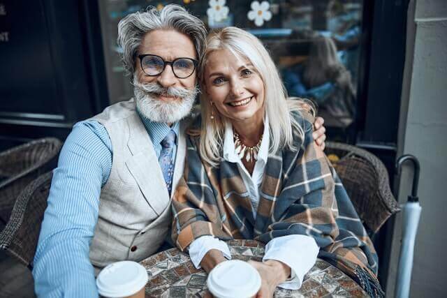 middle aged couple connected and happy