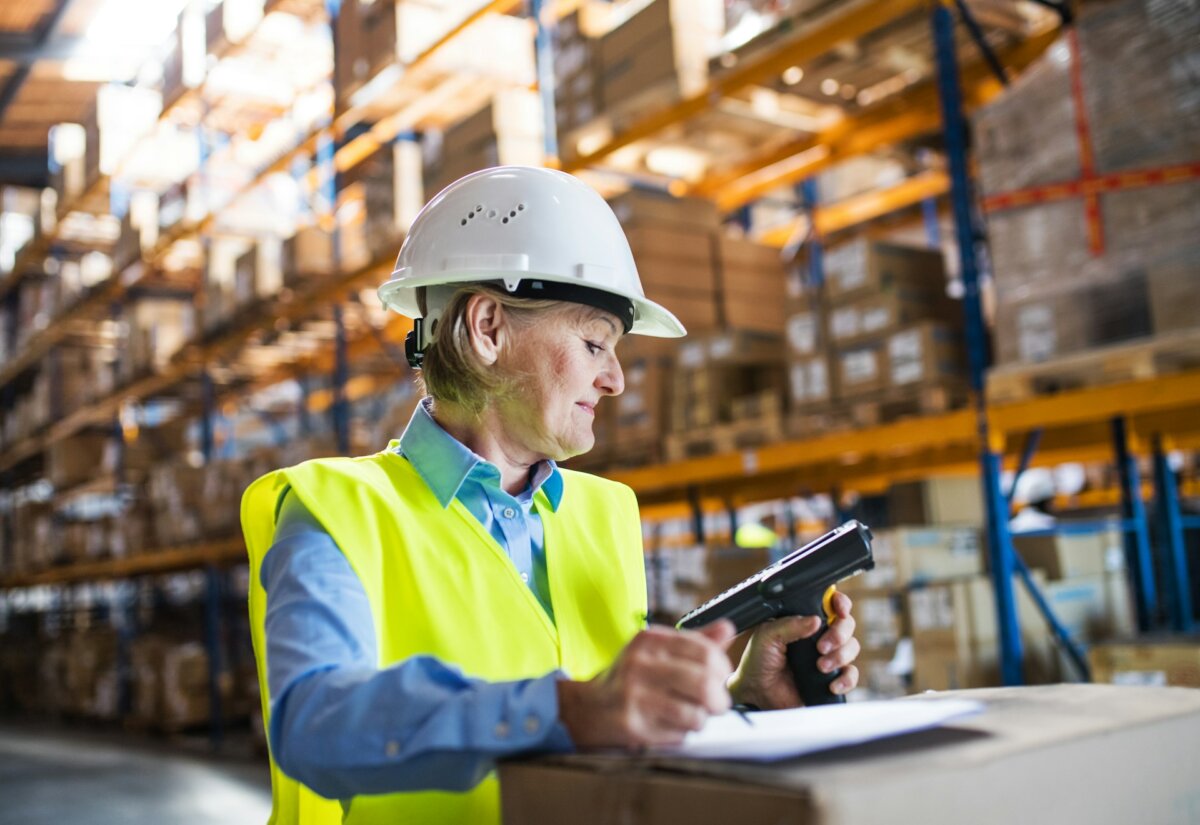 older person working