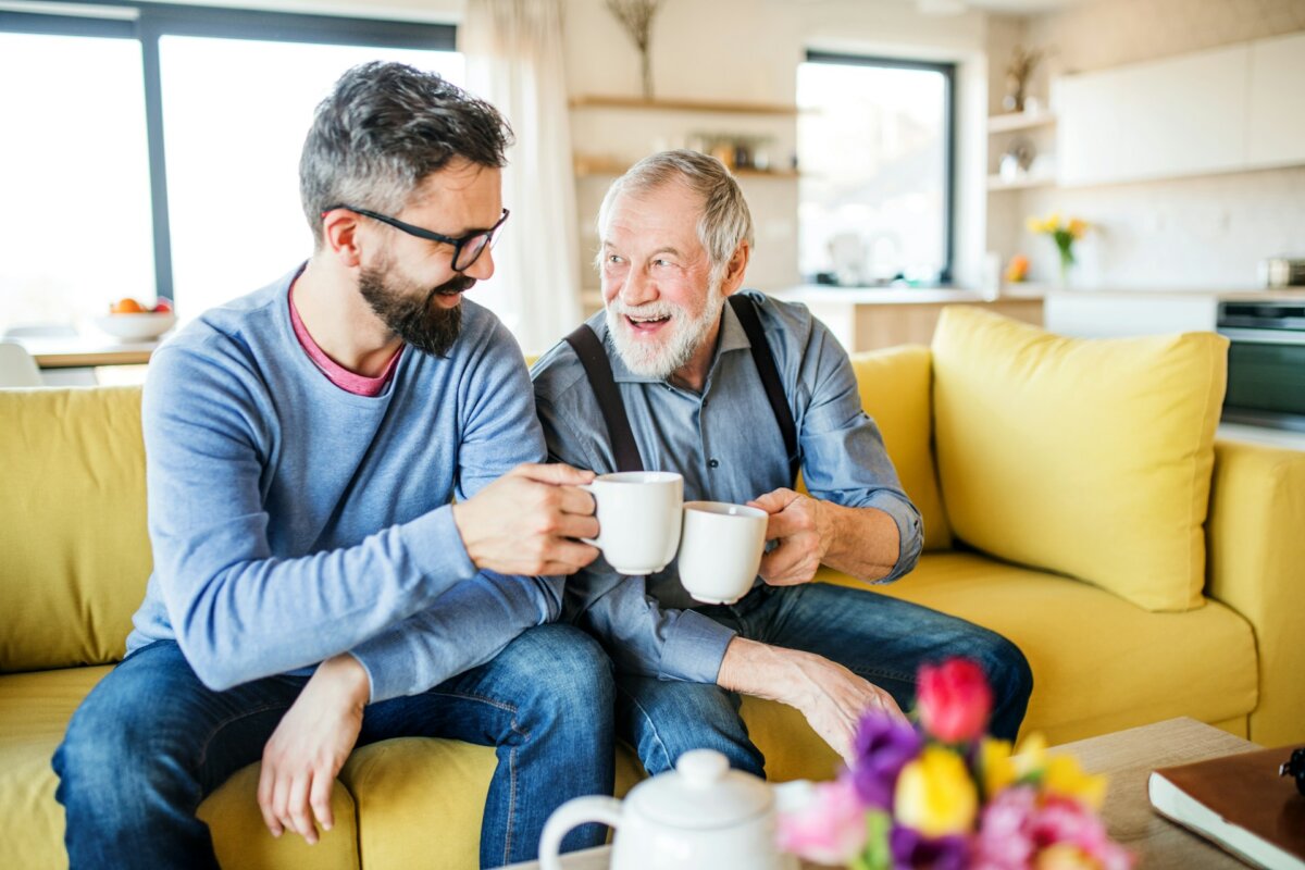 adult son with father