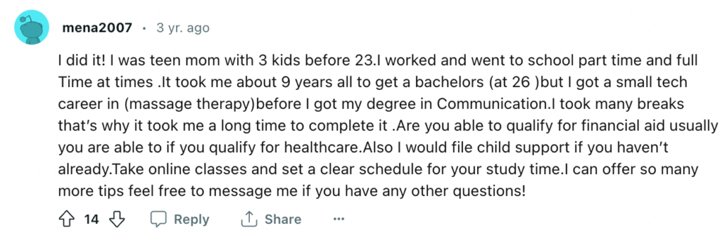 Reddit advice about going back to school.