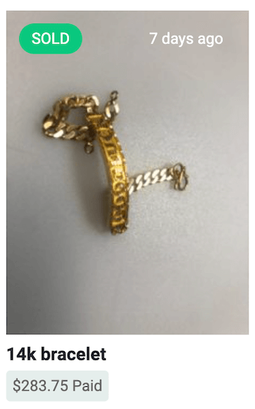 Gold chain bracelet sold online.