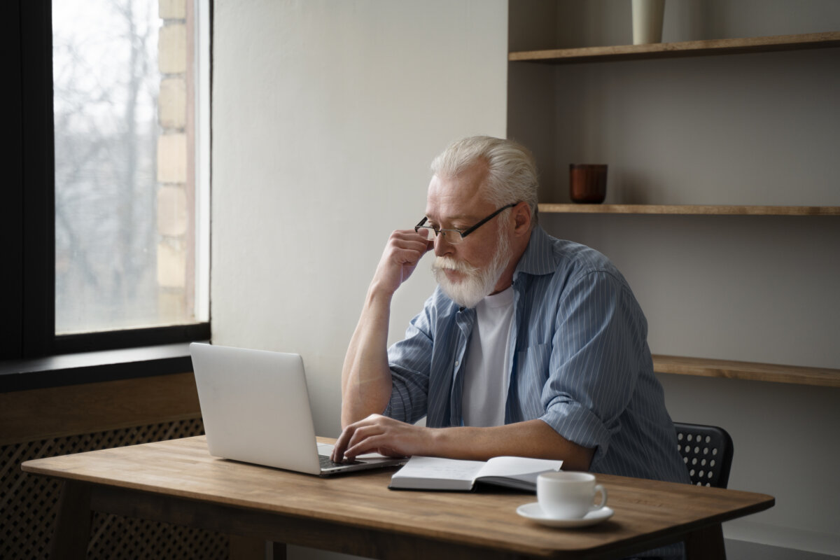 older gentleman worried about money
