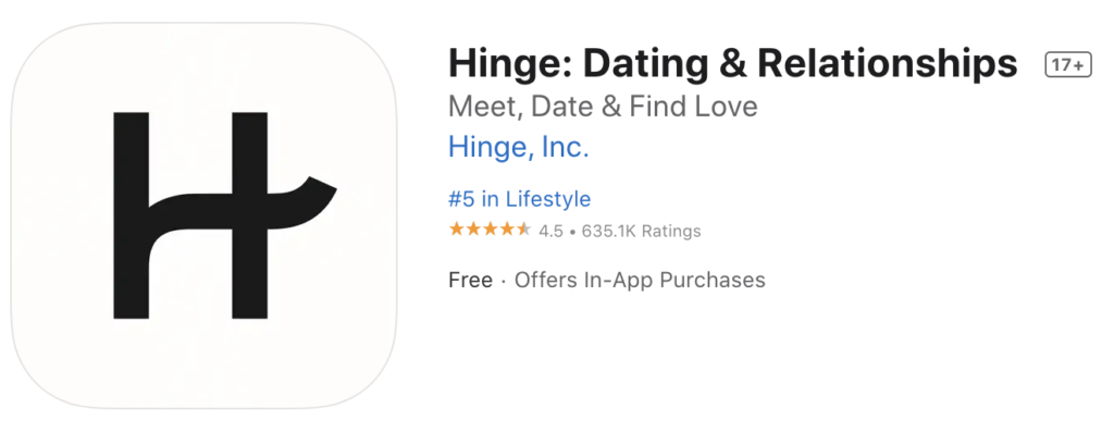 Hinge review posted on Apple App Store.