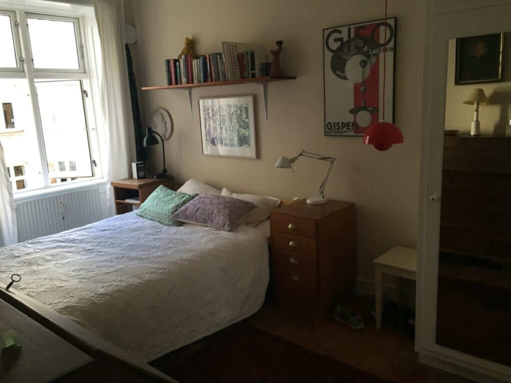 Bedroom in Emma's Home Exchange apartment in Copenhagen.