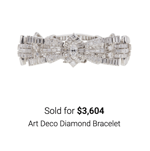 Recent sale of diamond, platinum art deco bracelet.