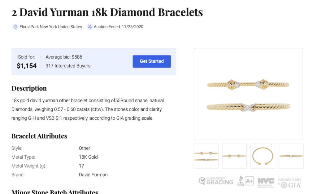 Two gold, silver and diamond David Yurman bracelets for sale. 