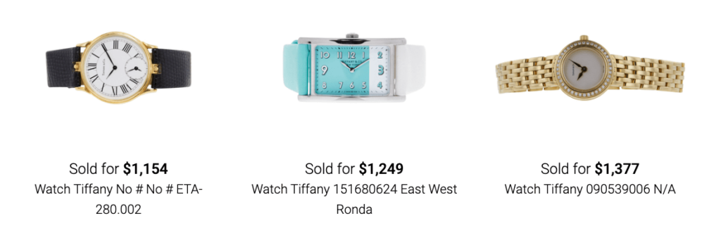 Example watches if you want to sell Tiffany jewelry.