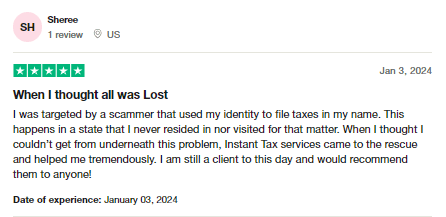Recent review from Instant Tax Solutions customer on Trustpilot.