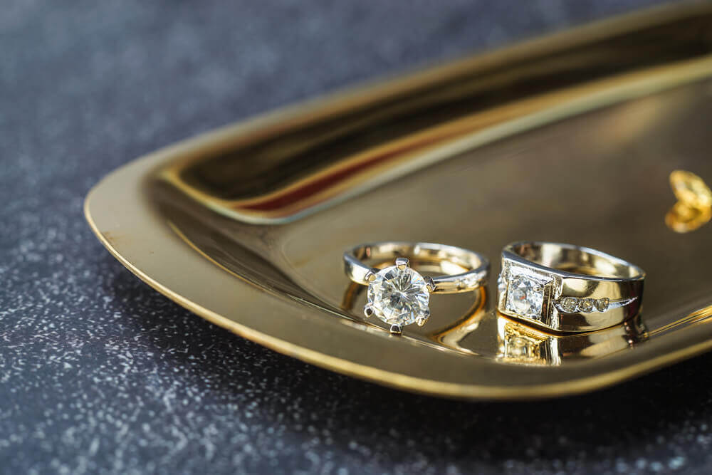 Engagement rings used as collateral for a jewelry loan.