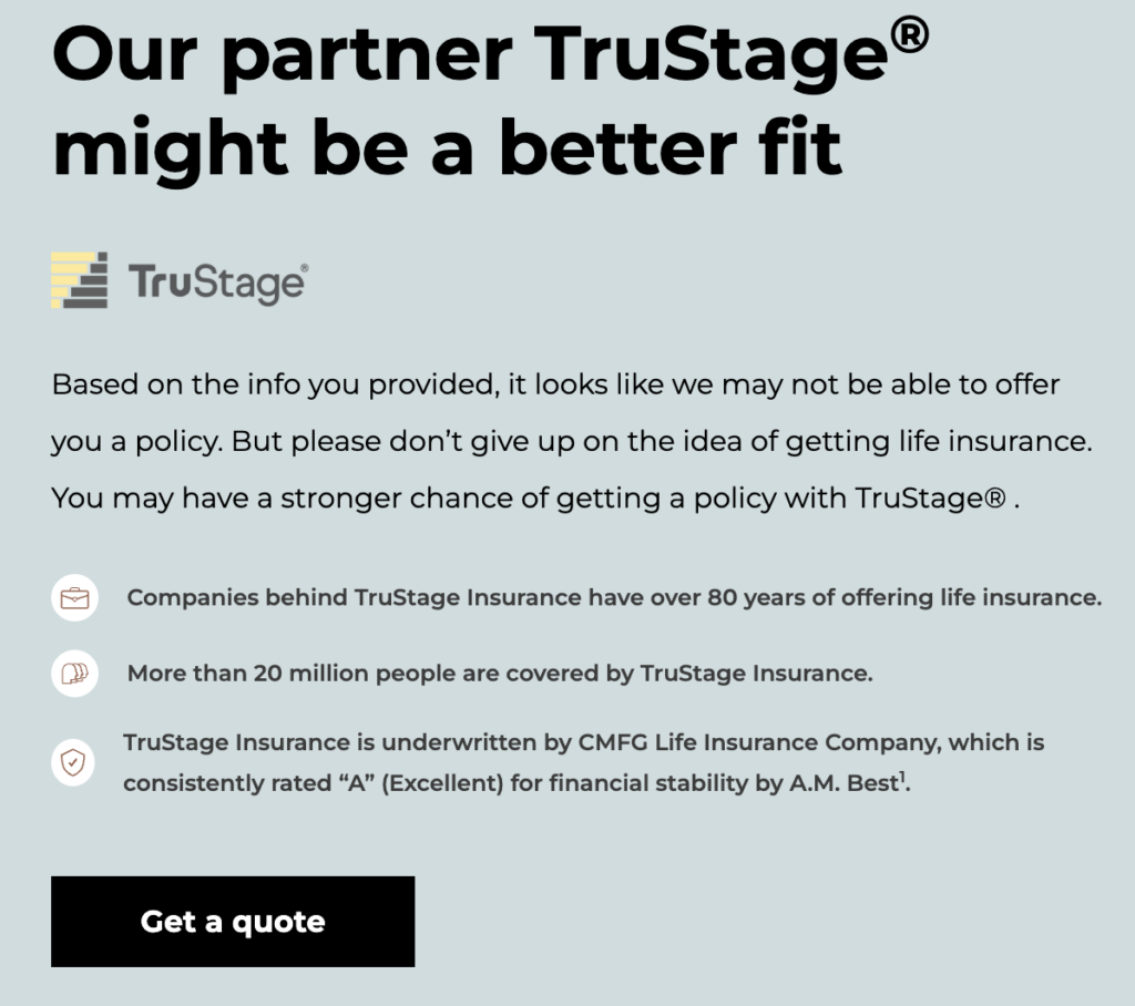 Ladder Insurance review referral to TruStage.
