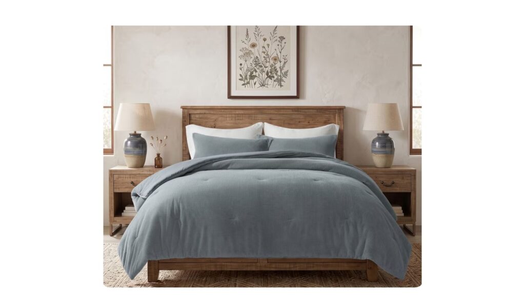 mini waffle plush comforter set