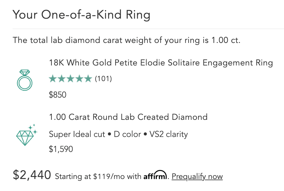 Lab diamond vs. moissanite ring for sale on Brilliant Earth.
