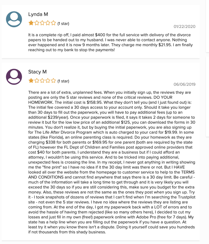 my divorce papers bbb reviews