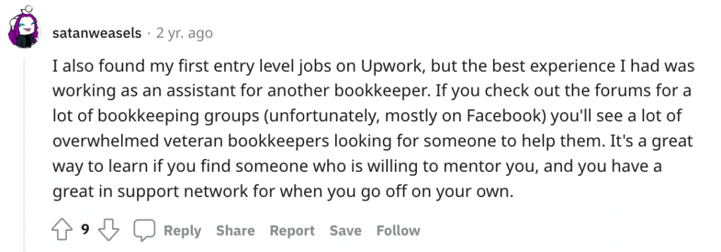 Online bookkeeping jobs posted on bookkeeping Reddit thread.