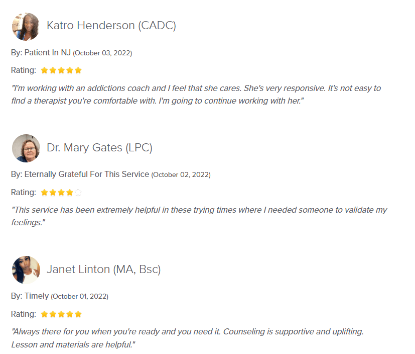 Reviews on online-therapy.com website.