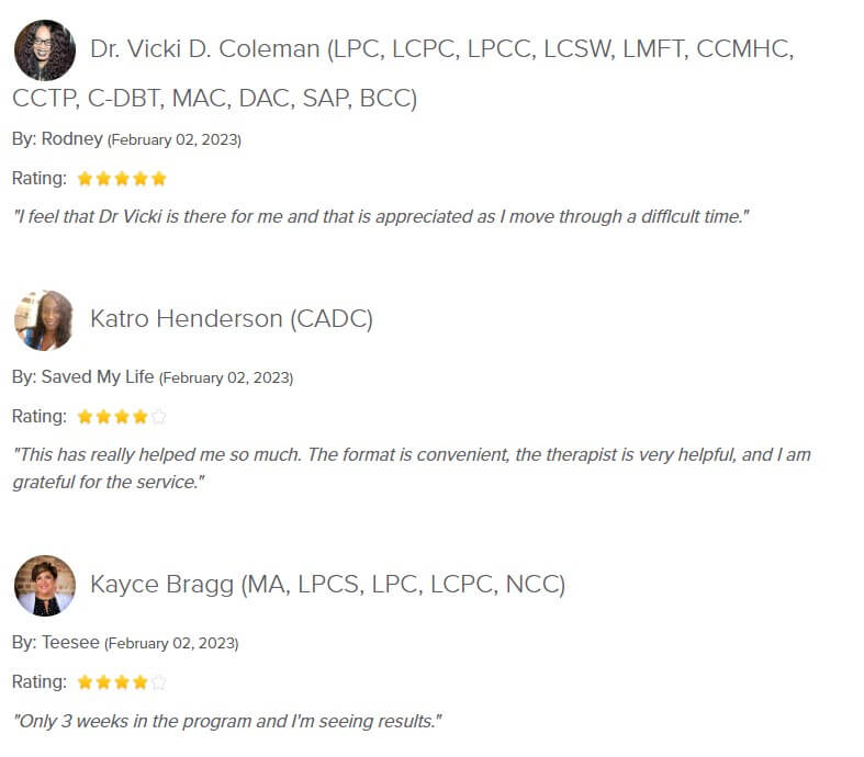 Reviews on online-therapy.com website.