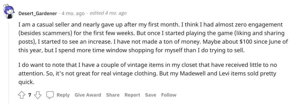 Mixed Poshmark review posted on Reddit thread.
