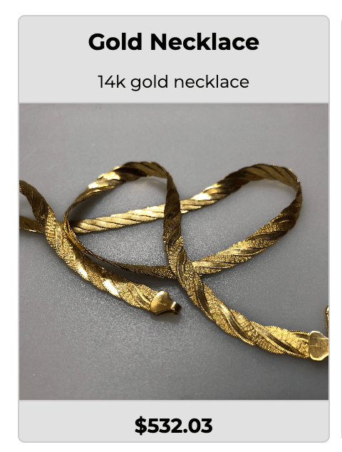Gold chain necklace sold at an online gold buyer. 