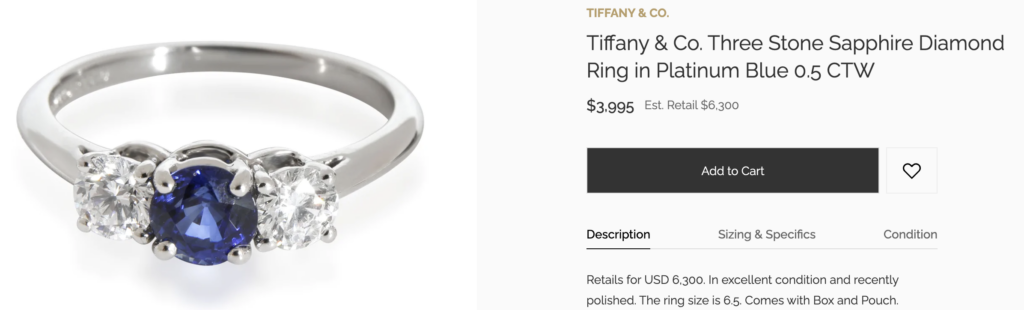 Tiffany sapphire unique engagement ring on Gemma.