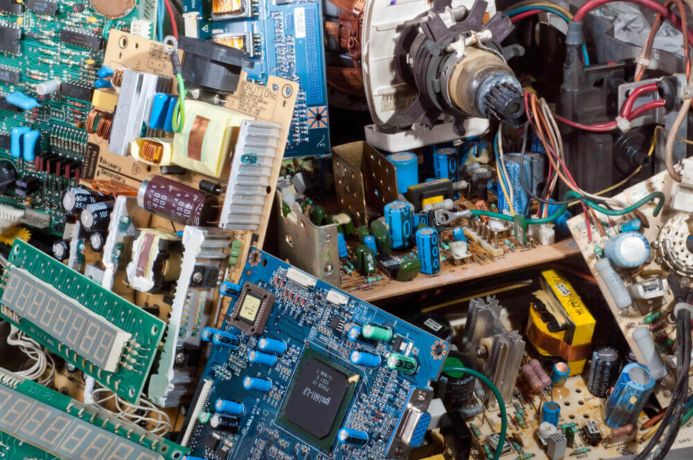 Pile of scrap electronics.