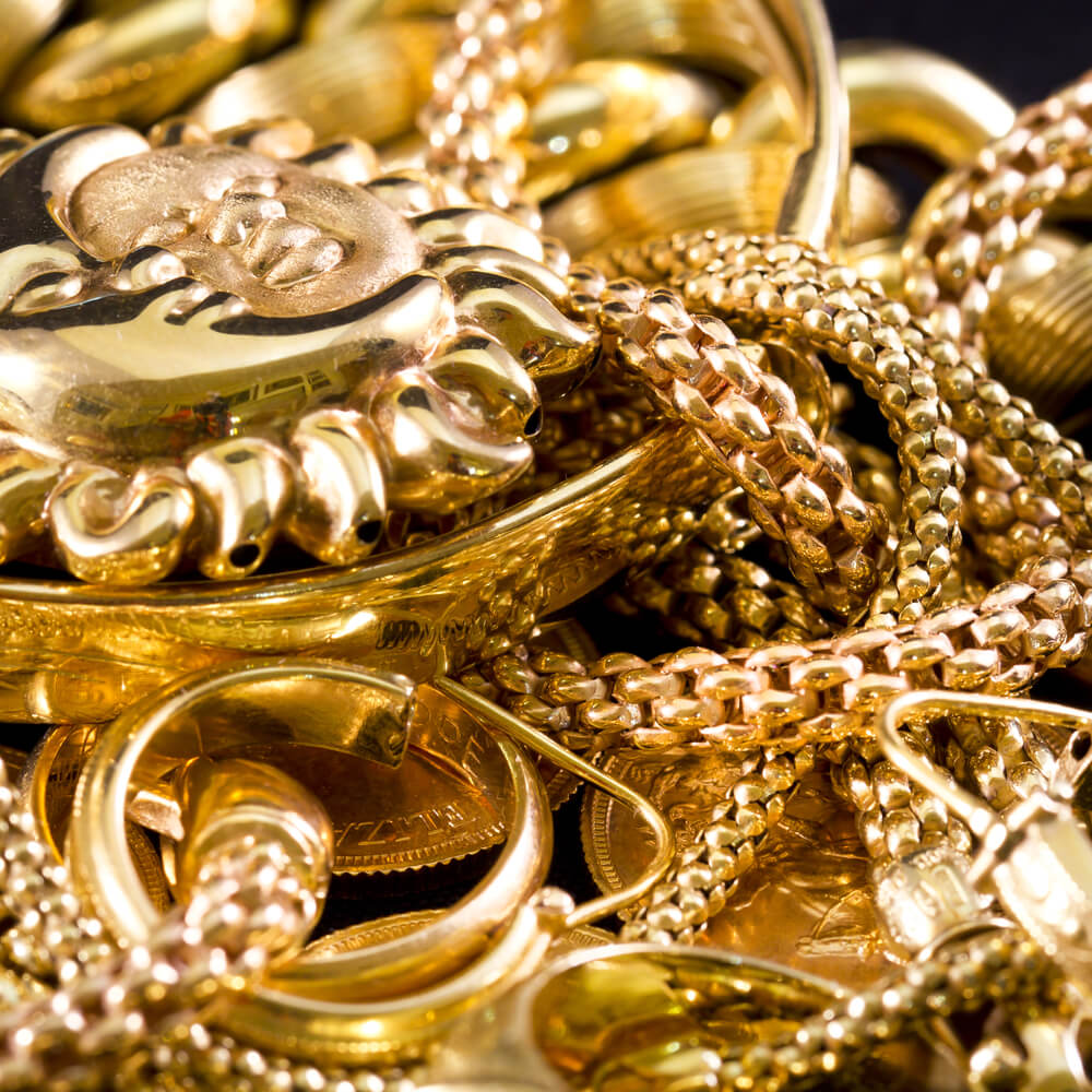 Piles of gold jewelery