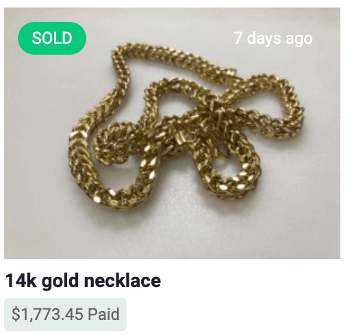 14k gold necklace sold for $1,773 on CashforGoldUSA.