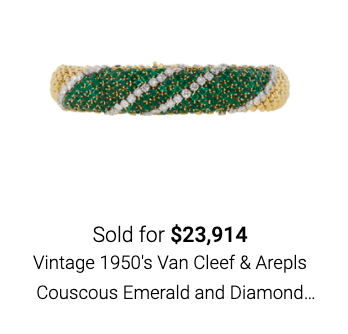 Vintage 1950s Van Cleef emerald and diamond bracelet.