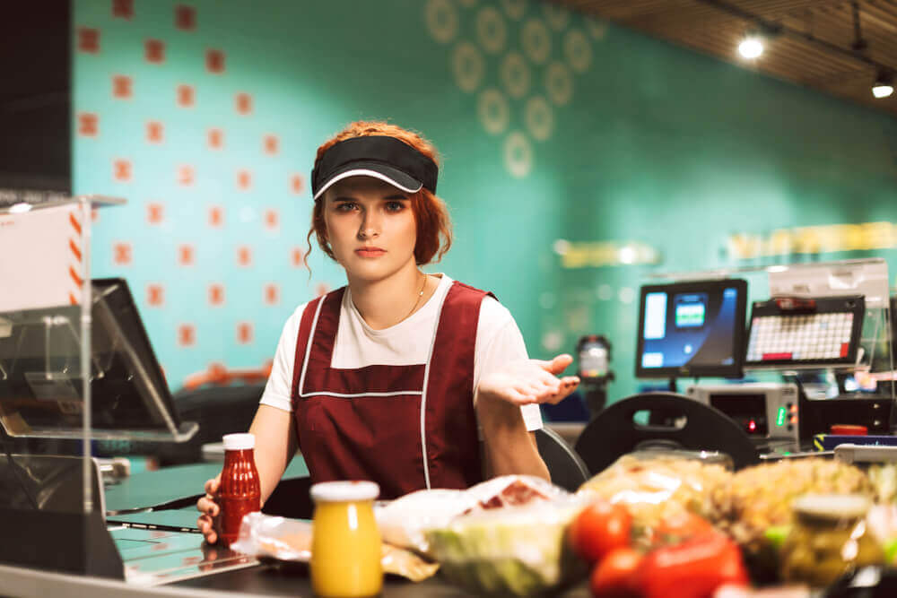 sad cashier