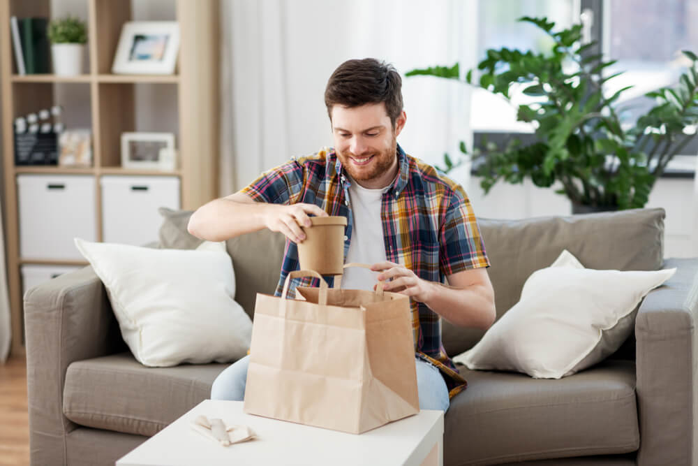 eating takeout