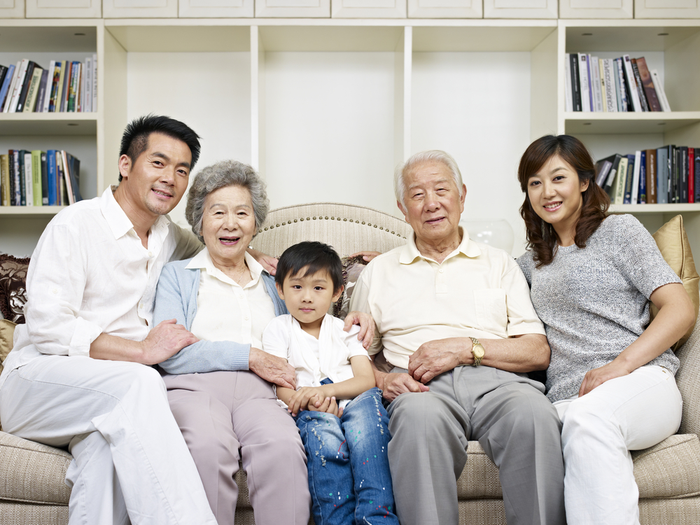 three generations of family living together