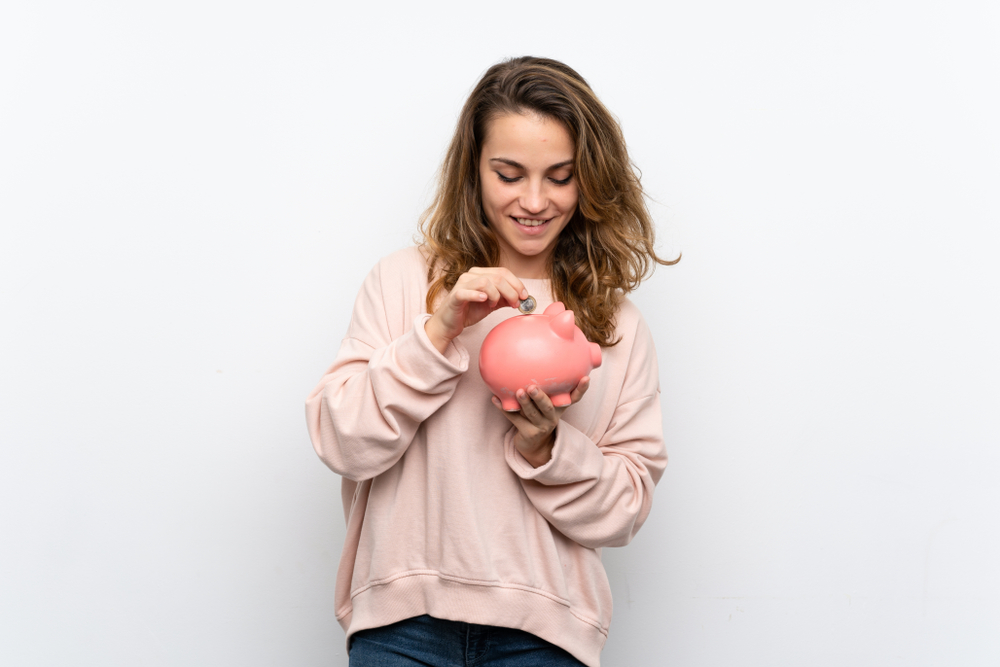woman saving money