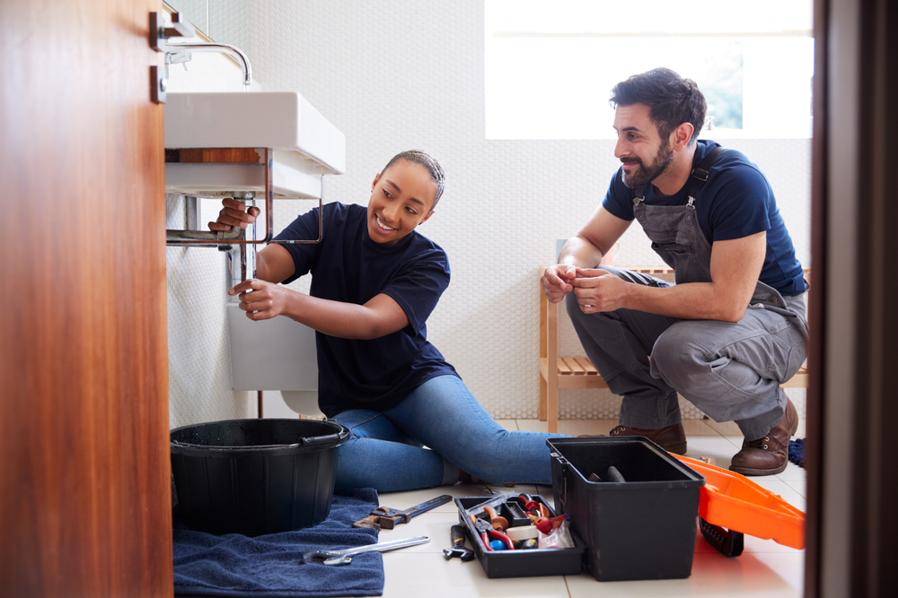 plumber being trained